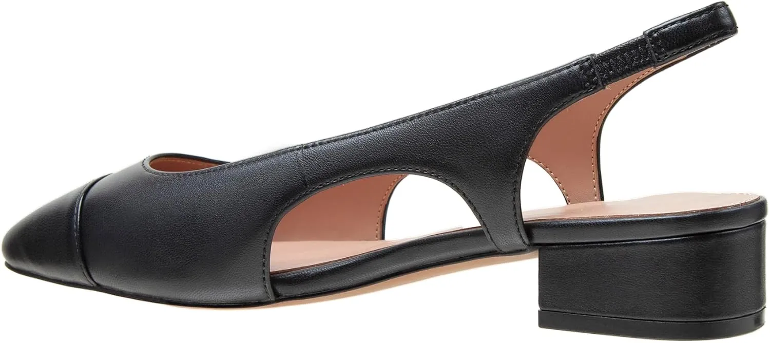 Linea Paolo - Charley - Womens Cap Toe Chop Out Low Block Heel Pumps