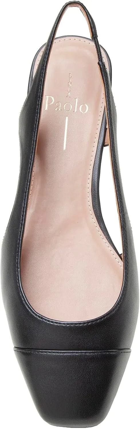 Linea Paolo - Charley - Womens Cap Toe Chop Out Low Block Heel Pumps