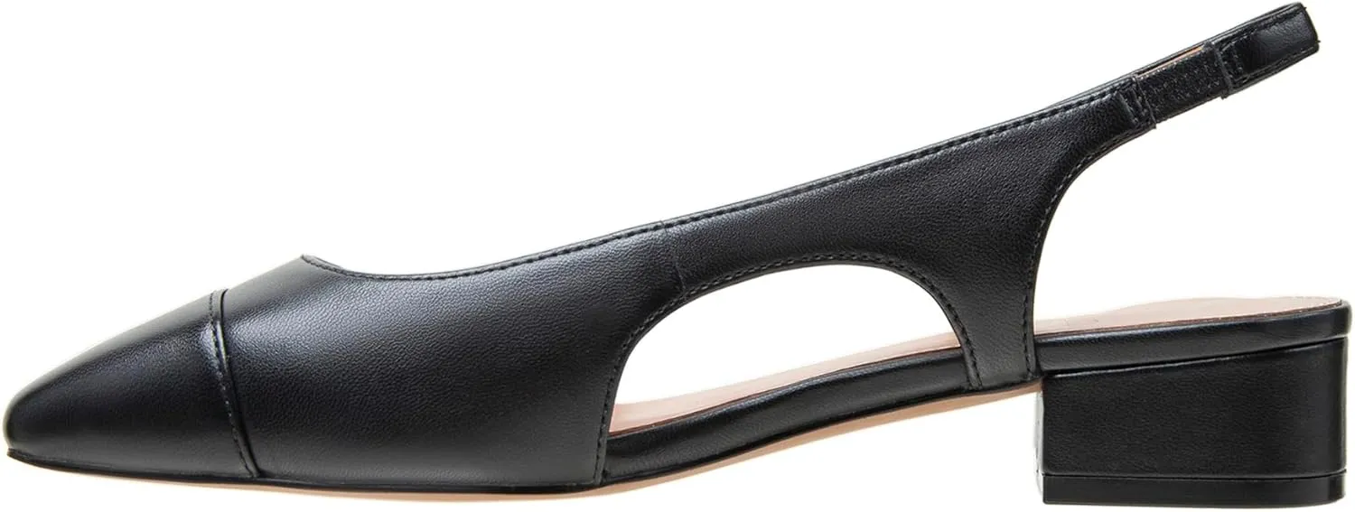 Linea Paolo - Charley - Womens Cap Toe Chop Out Low Block Heel Pumps