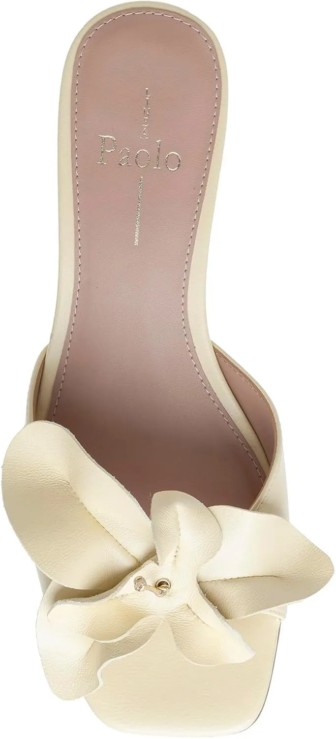 Linea Paolo - IDALIA - Womens Flower Embellished Nappa Leather Slides