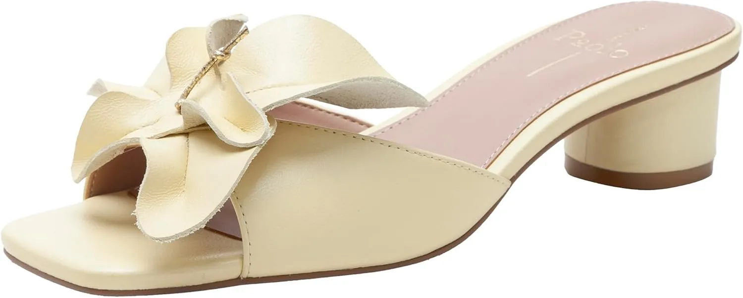Linea Paolo - IDALIA - Womens Flower Embellished Nappa Leather Slides