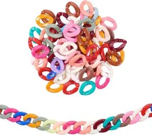 LiQunSweet 200 Pcs Acrylic Plastic Linking Chain Rings Quick Link Connectors Curb Chains Making Twist for DIY Craft Handbag Shoulder Bag Sunglasses Holder Strap - 22mm