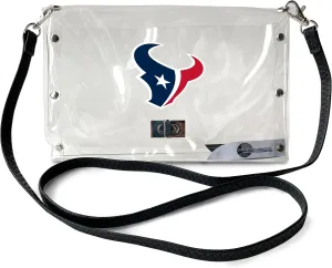 Littlearth Houston Texans NFL Clear Envelope Purse with Black Fashion Strap