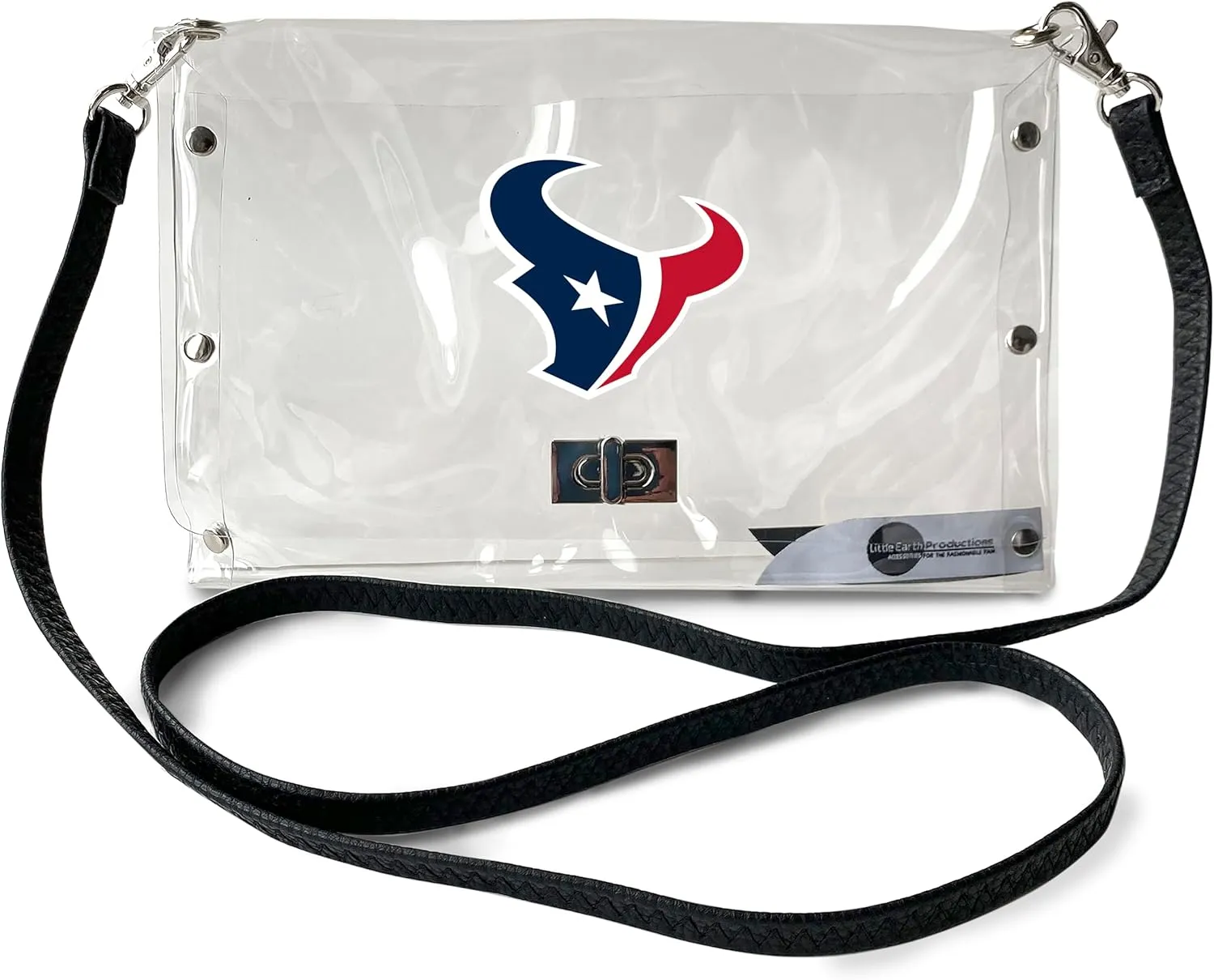 Littlearth Houston Texans NFL Clear Envelope Purse with Black Fashion Strap