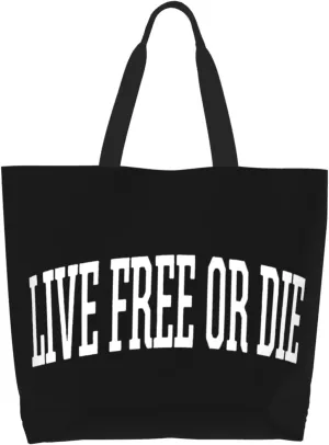 Live Free or Die Canvas Tote Bags for Women, Ladies Shoulder Handbags Large Purse Lightweight Foldable Reusable Shopping Bag with Pockets for Work, Travel, 15.7x19.7in