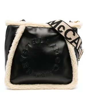 Logo Shearling Crossbody in Black