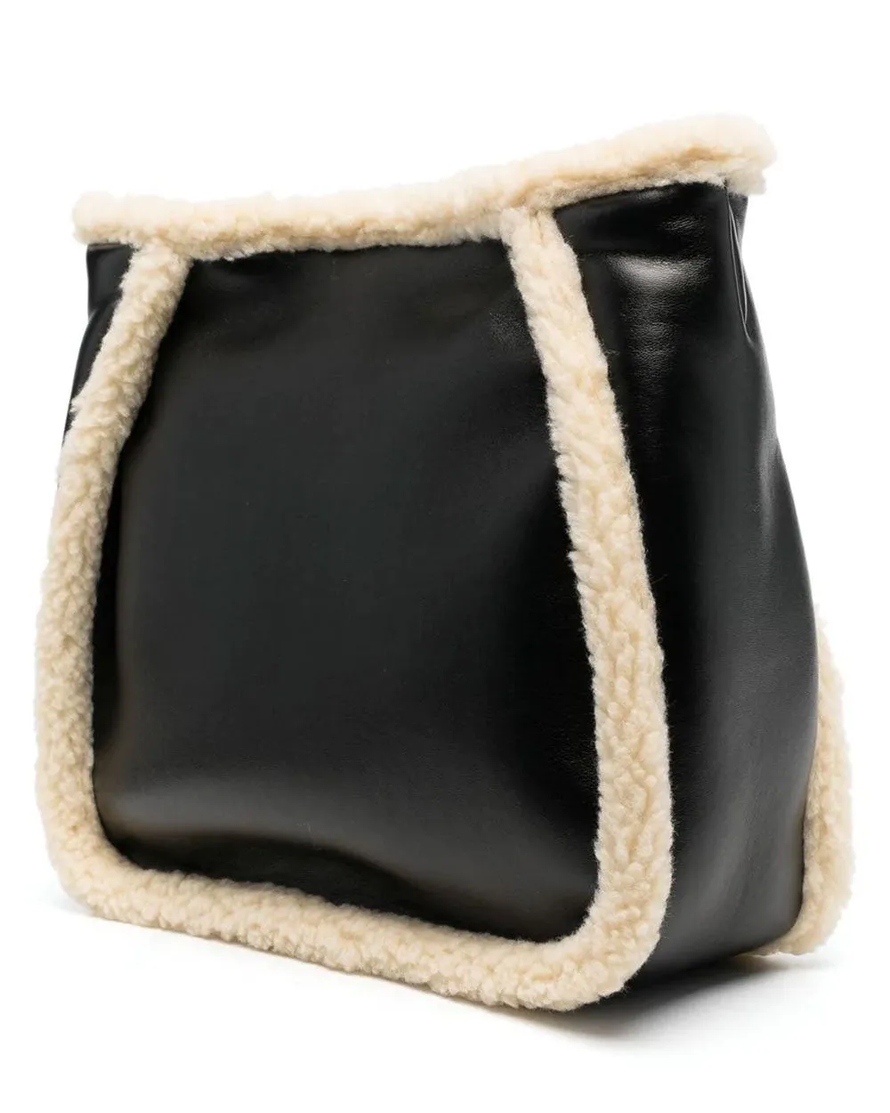 Logo Shearling Crossbody in Black