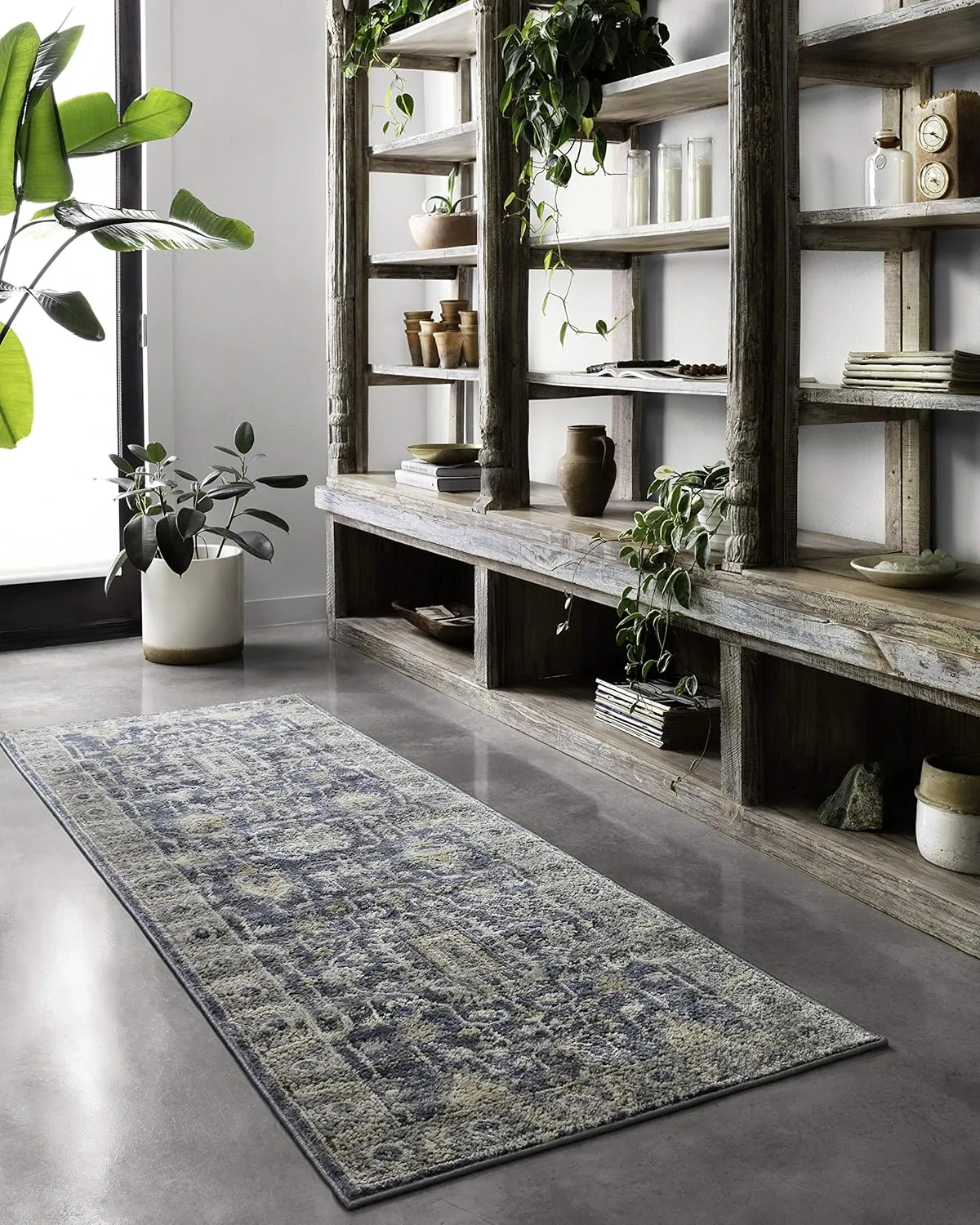 Loloi II Teagan Collection TEA-03 Denim/Pebble 3'-4" x 5'-7", .25" Thick, Accent Rug, Soft, Durable, Neutral, Woven, Low Pile, Non-Shedding, Easy Clean, Living Room Rug