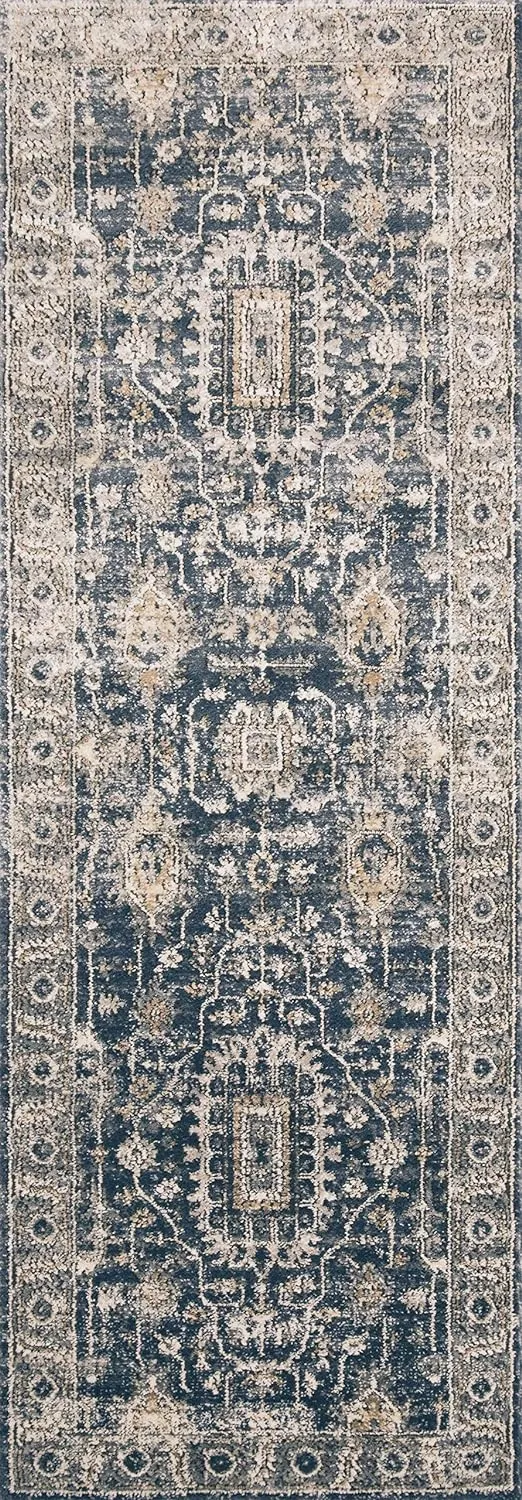 Loloi II Teagan Collection TEA-03 Denim/Pebble 3'-4" x 5'-7", .25" Thick, Accent Rug, Soft, Durable, Neutral, Woven, Low Pile, Non-Shedding, Easy Clean, Living Room Rug