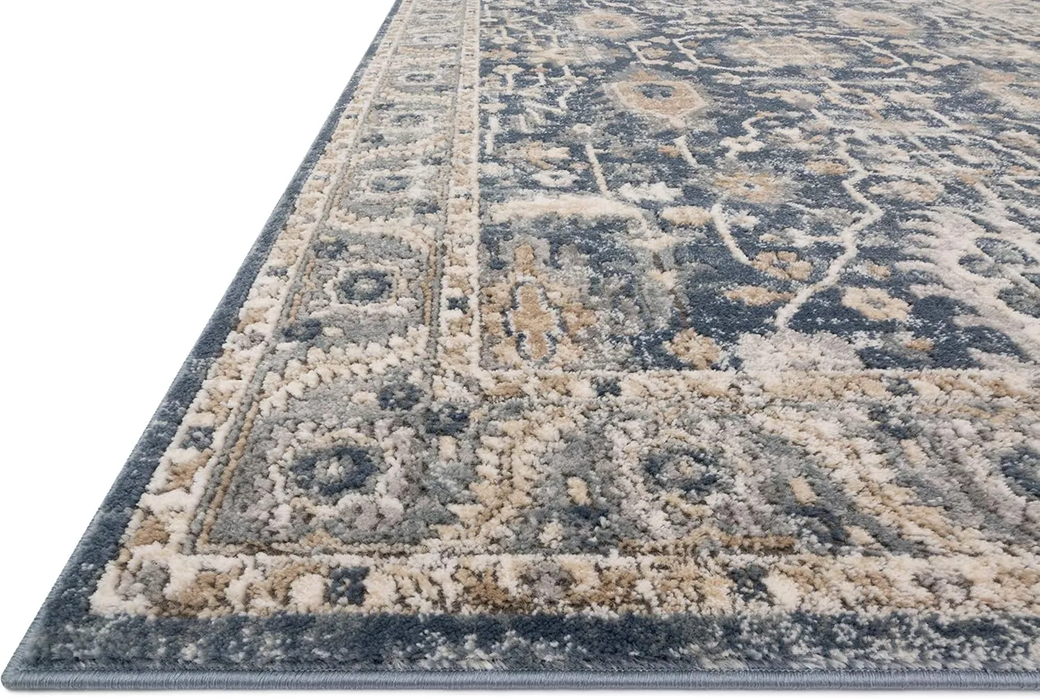 Loloi II Teagan Collection TEA-03 Denim/Pebble 3'-4" x 5'-7", .25" Thick, Accent Rug, Soft, Durable, Neutral, Woven, Low Pile, Non-Shedding, Easy Clean, Living Room Rug