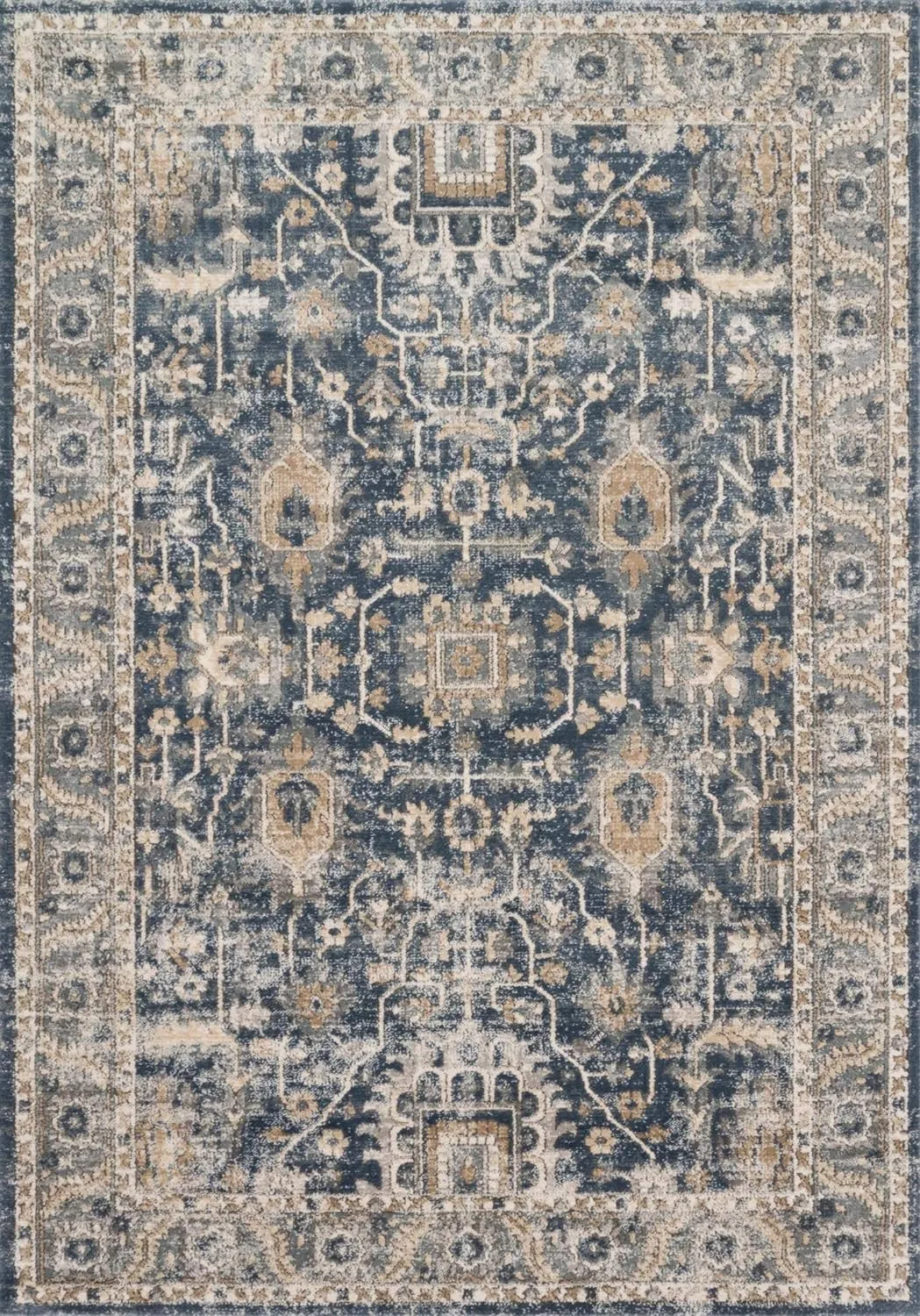 Loloi II Teagan Collection TEA-03 Denim/Pebble 3'-4" x 5'-7", .25" Thick, Accent Rug, Soft, Durable, Neutral, Woven, Low Pile, Non-Shedding, Easy Clean, Living Room Rug