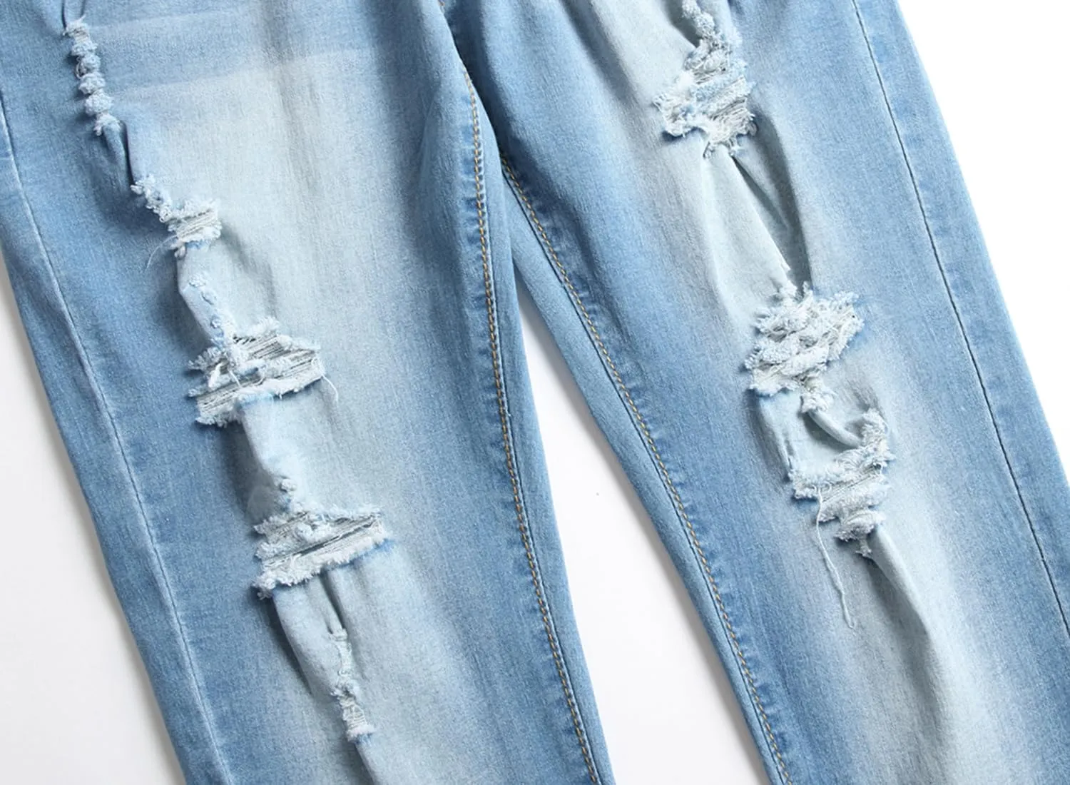 LONGBIDA Women's Stretch Ripped Jeans Skinny Distressed Destroyed Cuffed Denim Pants