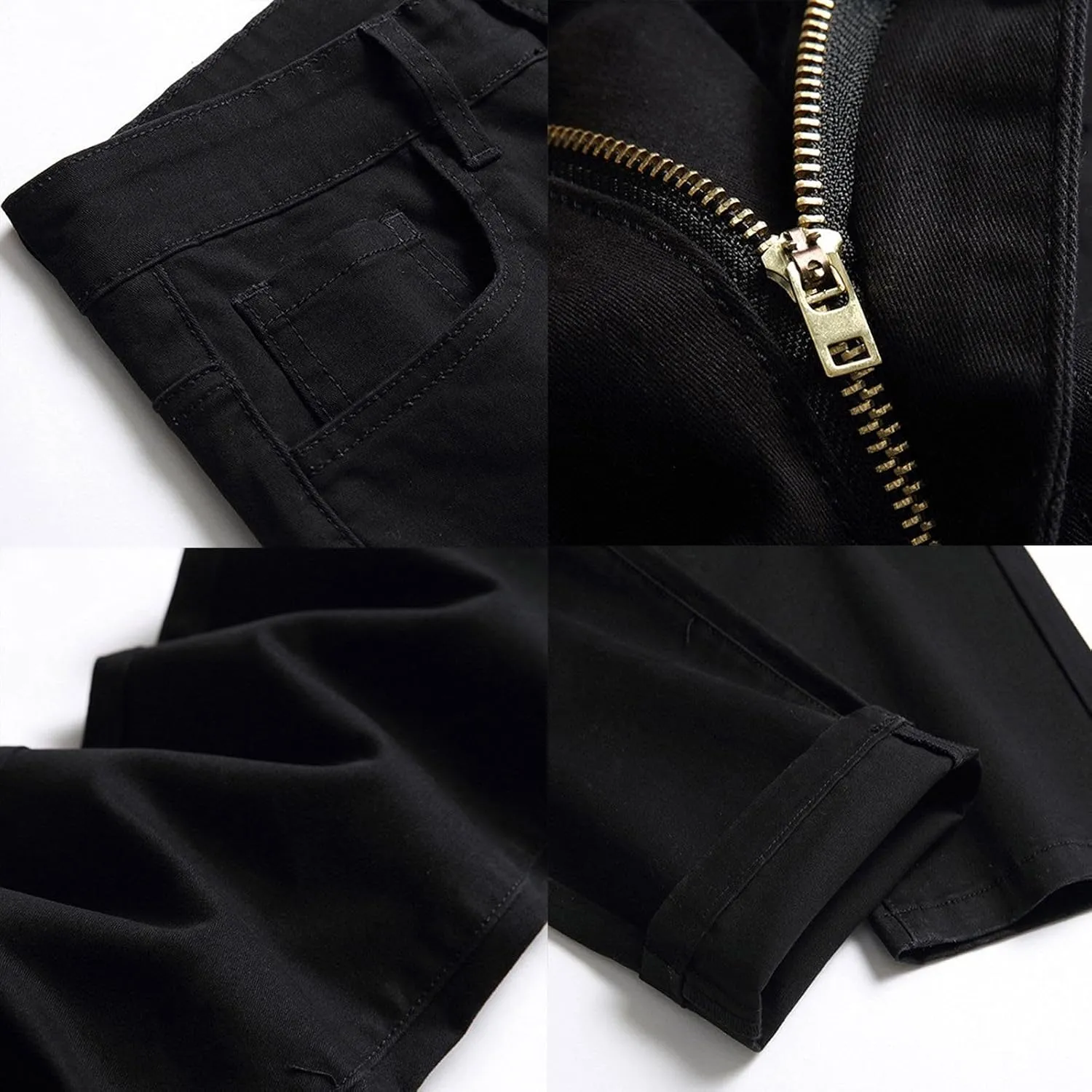 Loose Elastic Waist Jeans Street Frayed Pants Distressed Rip Trousers Middle Waist Denim Long Pants Men's Stretch