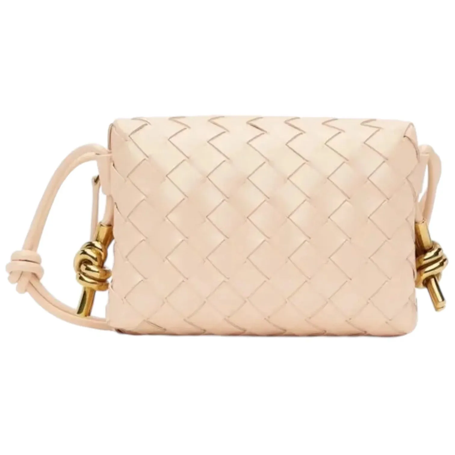 L'ora D'oro - Bella Leather Weaved Crossbody Bag - Rosa