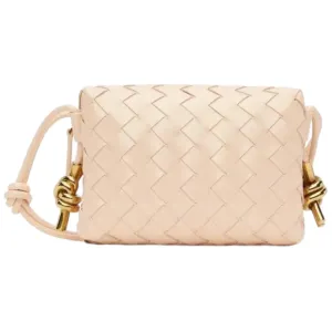 L'ora D'oro - Bella Leather Weaved Crossbody Bag - Rosa