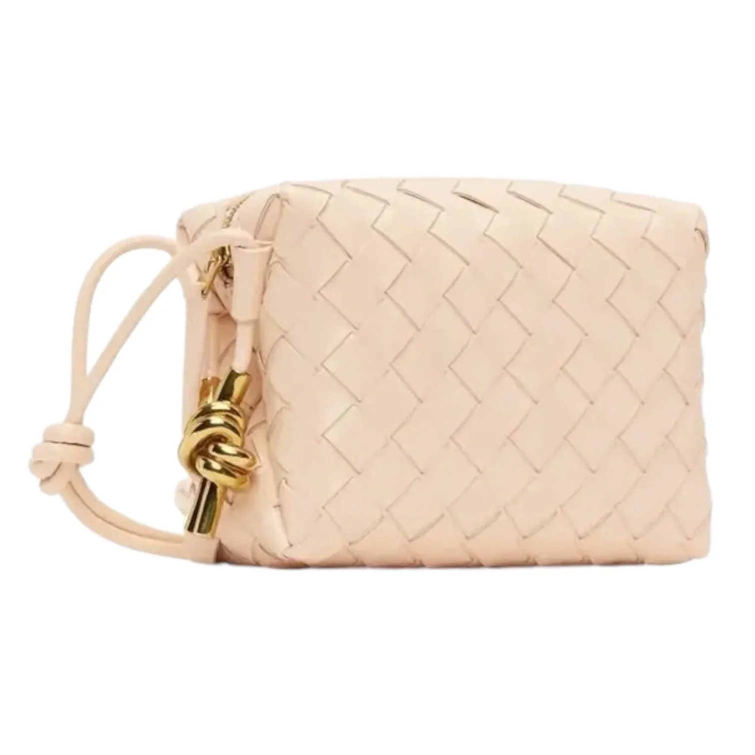 L'ora D'oro - Bella Leather Weaved Crossbody Bag - Rosa