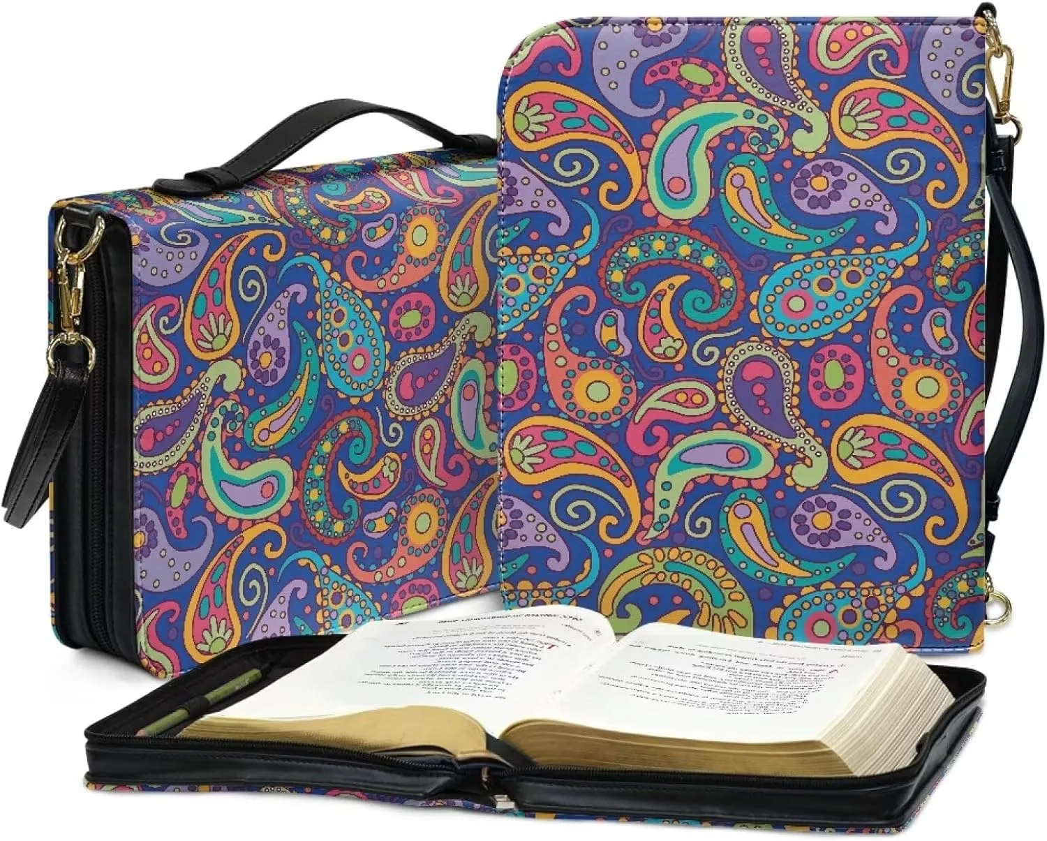 Lotusorchid Bible Case for Women, Bible Tote Bag for Men, Bible Accessories with Shoulder Strap