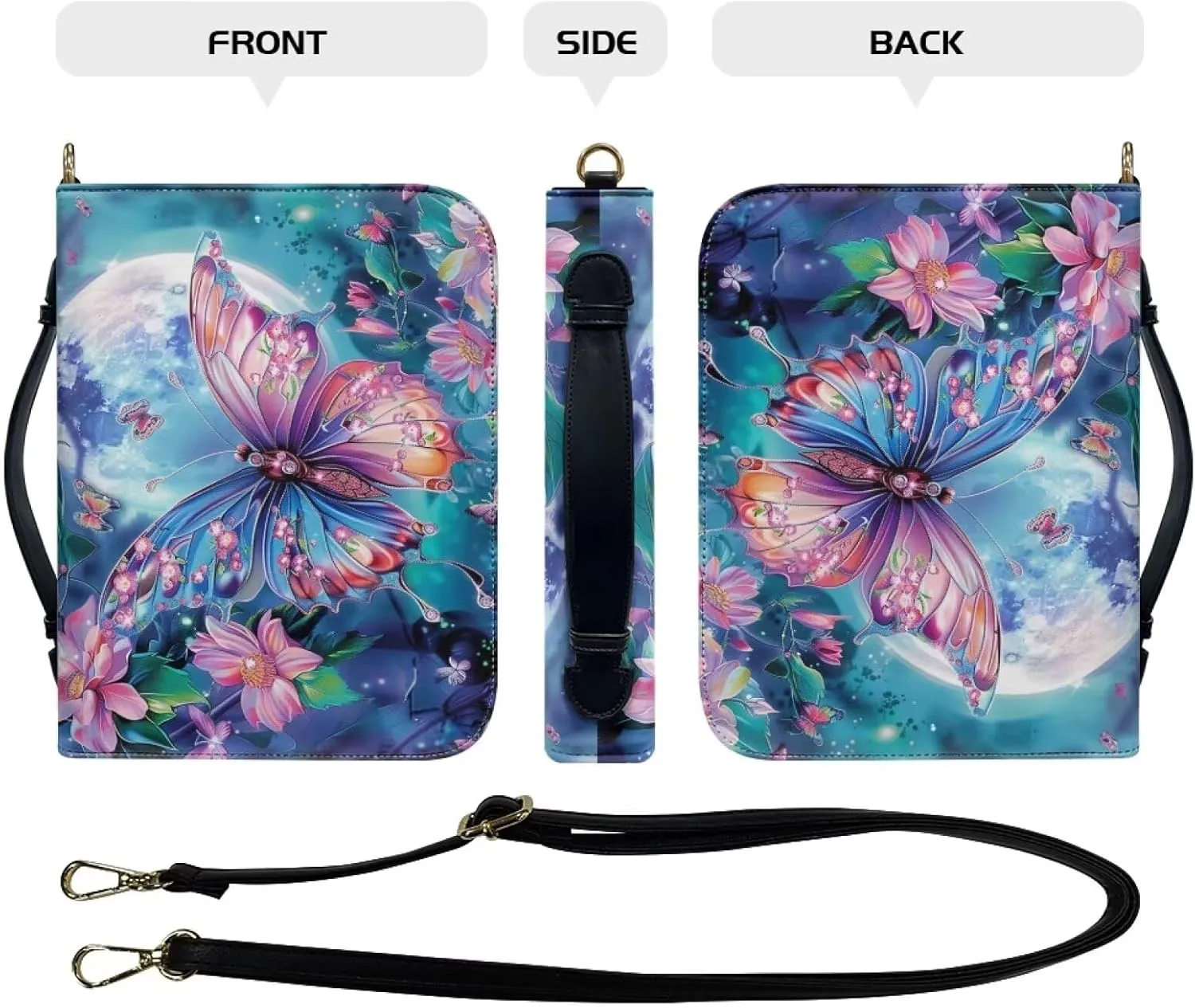 Lotusorchid Bible Cover Bag for Women, Men Bible Accessories with Handle, Bible Carrier Tote with Detachable Shoulder Strap