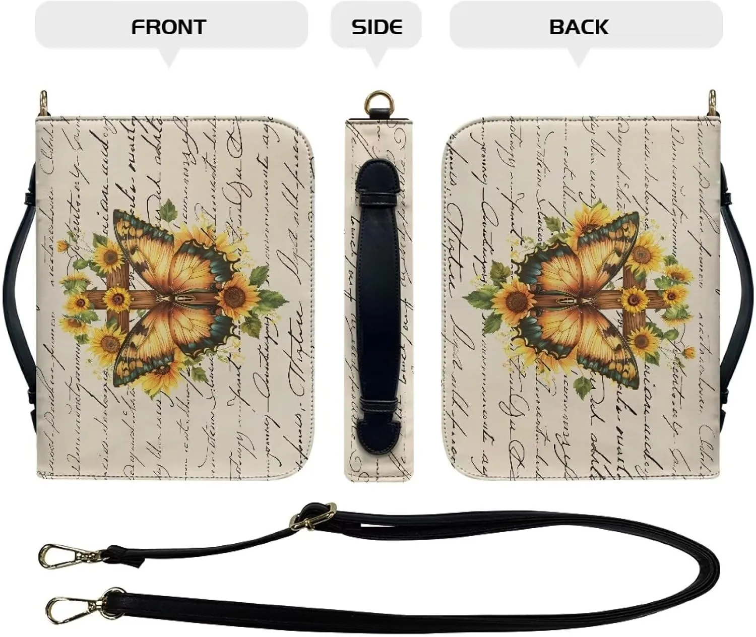 Lotusorchid Bible Cover for Women Men, Bible Tote Bag with Shoulder Strap, Bible Accessories with Pen Slot