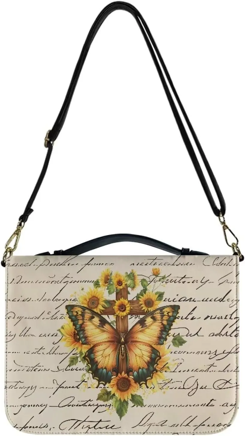 Lotusorchid Bible Cover for Women Men, Bible Tote Bag with Shoulder Strap, Bible Accessories with Pen Slot