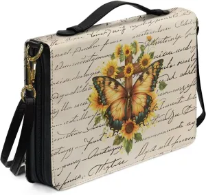 Lotusorchid Bible Cover for Women Men, Bible Tote Bag with Shoulder Strap, Bible Accessories with Pen Slot