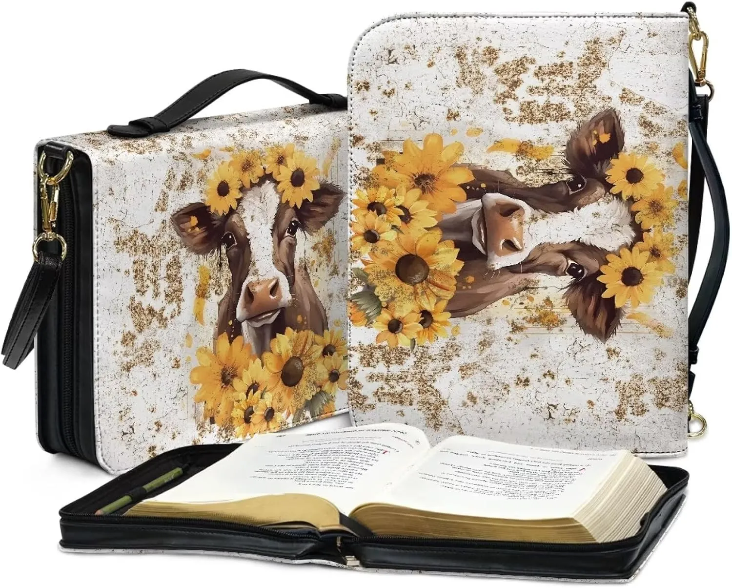 Lotusorchid Church Bible Bag for Women, Bible Cover Case for Men, Large Bible Accessories with Detachable Shoulder Strap