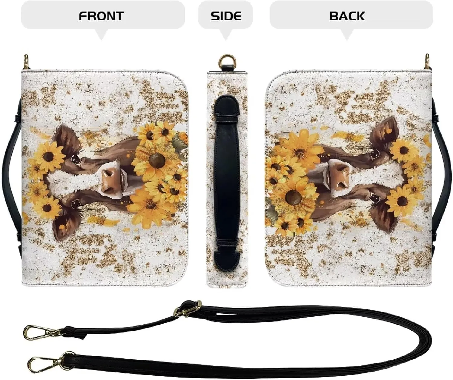 Lotusorchid Church Bible Bag for Women, Bible Cover Case for Men, Large Bible Accessories with Detachable Shoulder Strap