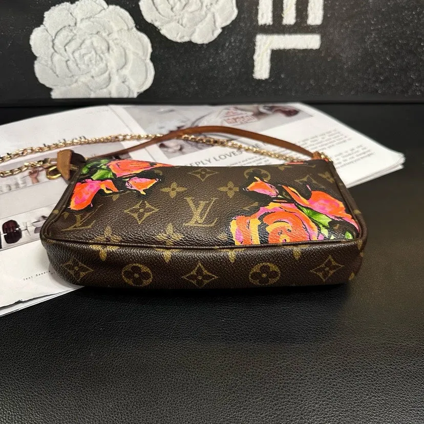 Louis Vuitton Monogram Rose Series Mahjong Shoulder Bag Brown