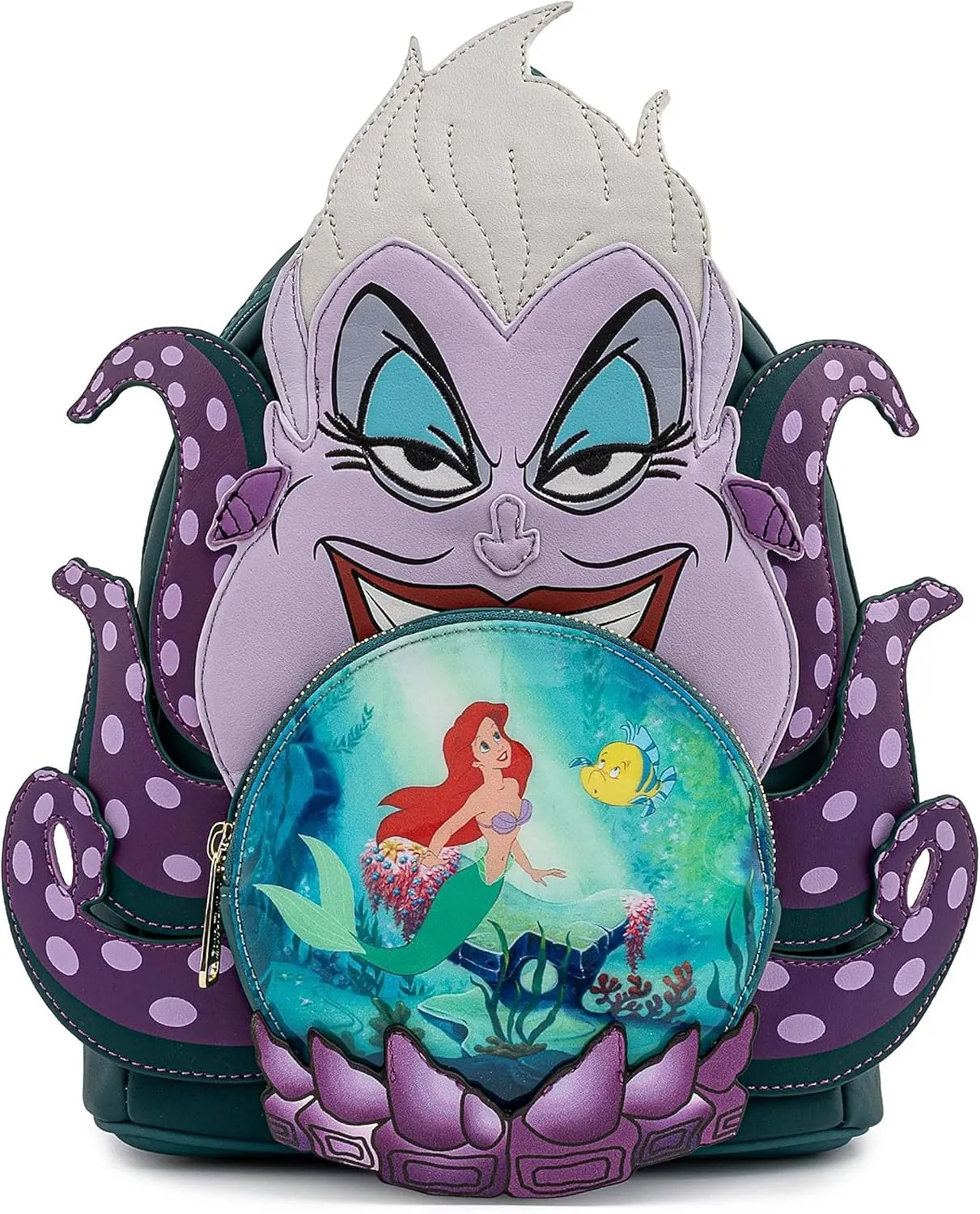Loungefly Disney Villains Scene Ursula Crystal Ball Womens Double Strap Shoulder Bag Purse, One Size