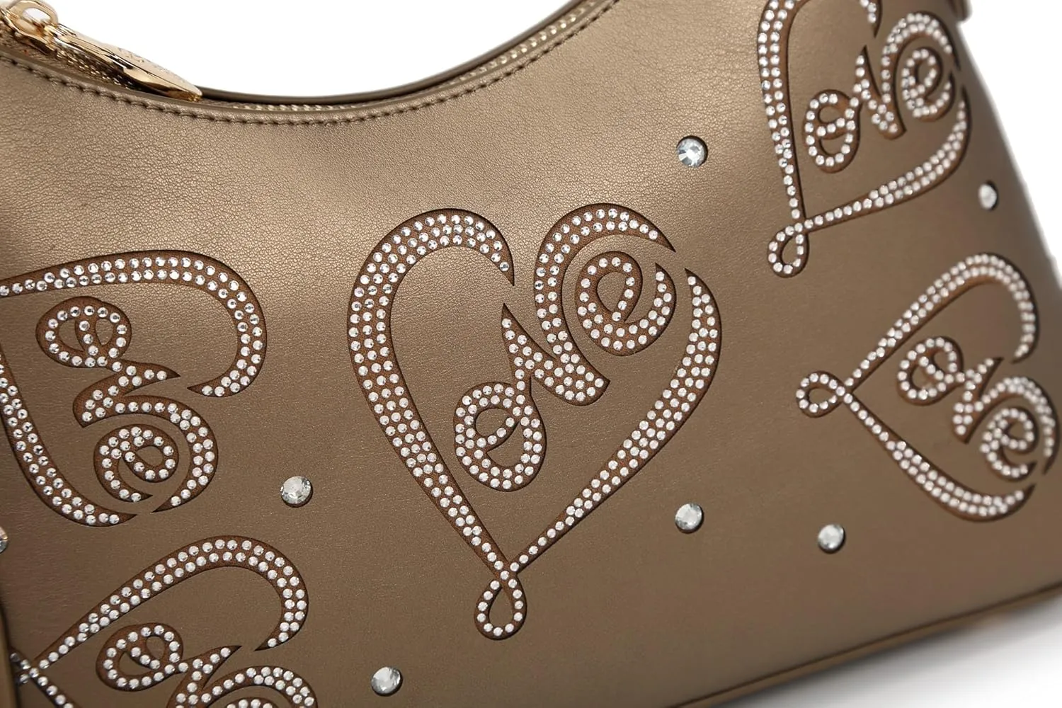 Love Rhinestone Hobo Bag, Elegant and Chic Shoulder Handbag for Women Leather Resistant Purse