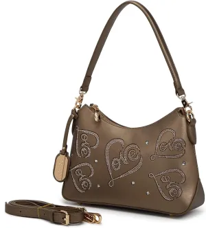 Love Rhinestone Hobo Bag, Elegant and Chic Shoulder Handbag for Women Leather Resistant Purse