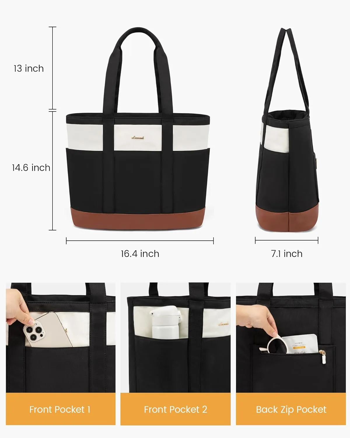 LOVEVOOK Tote Bag for Women - Lightweight Work Bag with 15.6 Inch Laptop Space