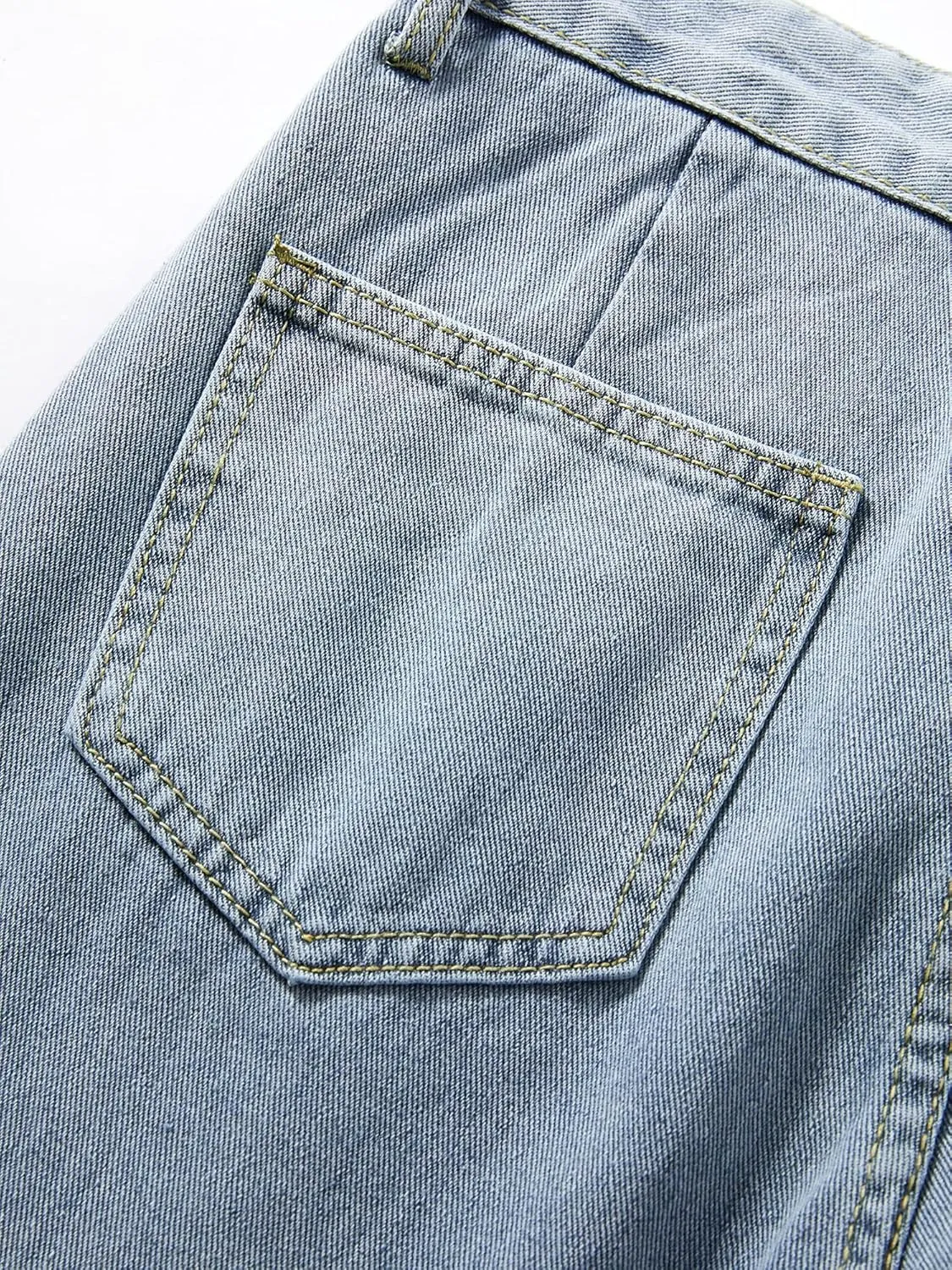LQI Women's High Waist Baggy Boyfriend Jeans Distressed Wide Leg Denim Pants