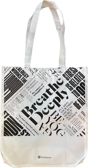 lululemon Medium LOVE Breathe Deeply Tote Bag Red Silver Black White (White/Black)