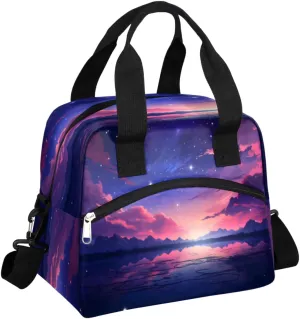 Lunch Bag Women Galaxy Sky Insulated Lunch Bag Men Lunch Box Waterproof Thermal Cooler Tote Bags with Shoulder Strap Nebula Lunch Tote Bag for Work, Picnic, Travel for Adult
