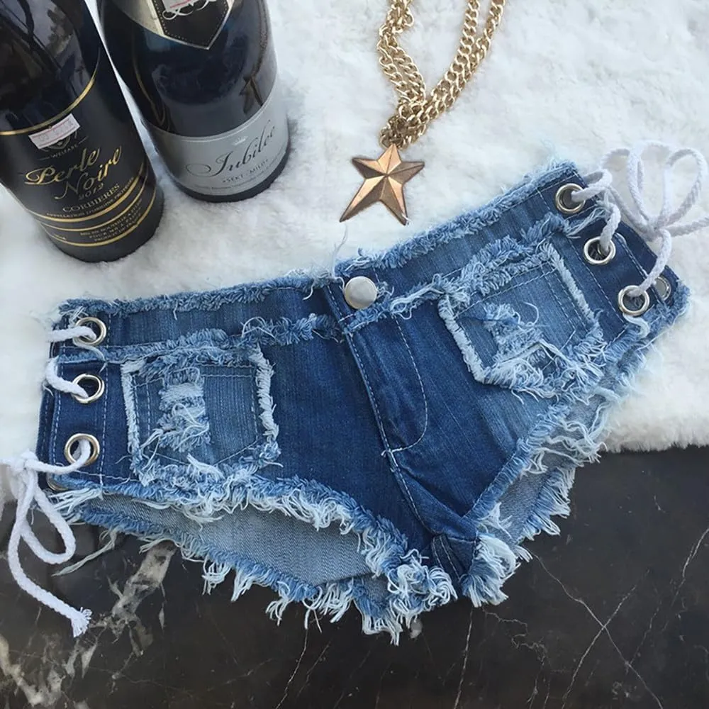 LUOBANIU Women’s Fashion Sexy Low Waist Denim Jeans Shorts Mini Hot Pants Jeans Booty Ripped Jeans Beach Party Clubwear