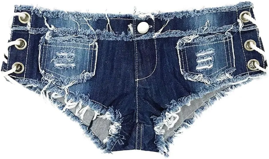 LUOBANIU Women’s Fashion Sexy Low Waist Denim Jeans Shorts Mini Hot Pants Jeans Booty Ripped Jeans Beach Party Clubwear
