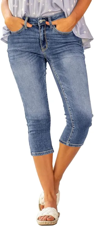 luvamia Womens Capri Jeans for Women High Waisted Skinny Ripped Jean Denim Pants