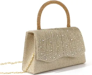 Luxury Evening Bag With Delicate Chain Pleated Handbag Shoulder Purse for Wedding Party and Celebrations
