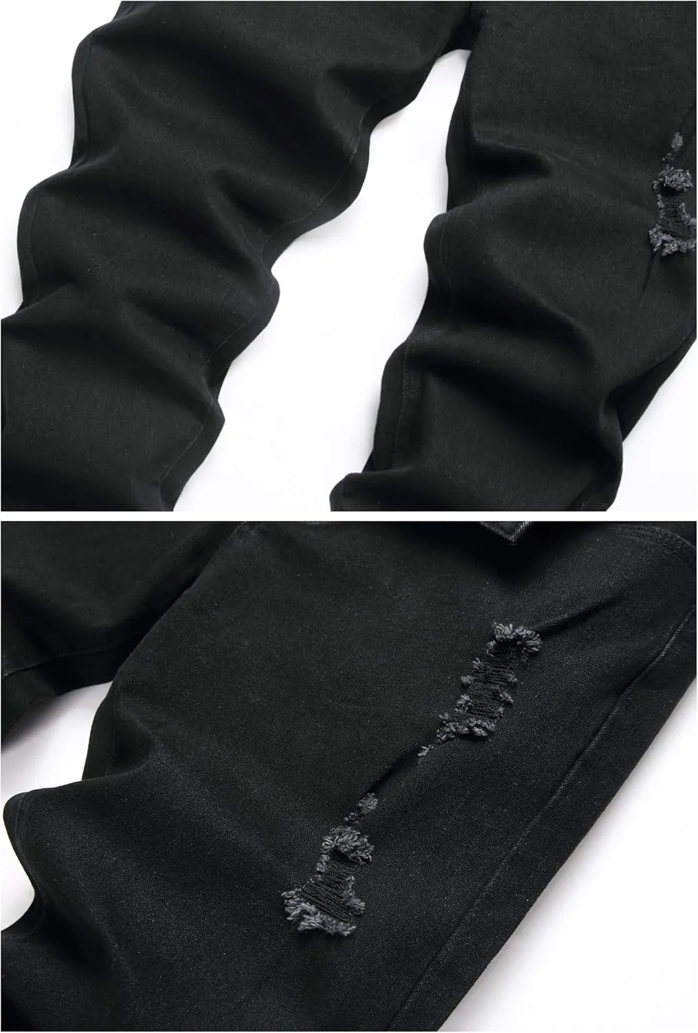 LZLER Mens Ripped Jeans,Distressed Destroyed Slim Fit Straight Leg Denim Pant with Holes