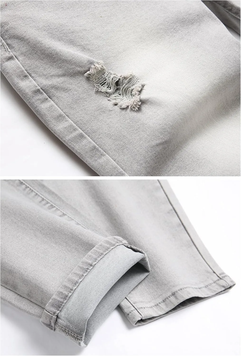 LZLER Mens Ripped Jeans,Distressed Destroyed Slim Fit Straight Leg Denim Pant with Holes