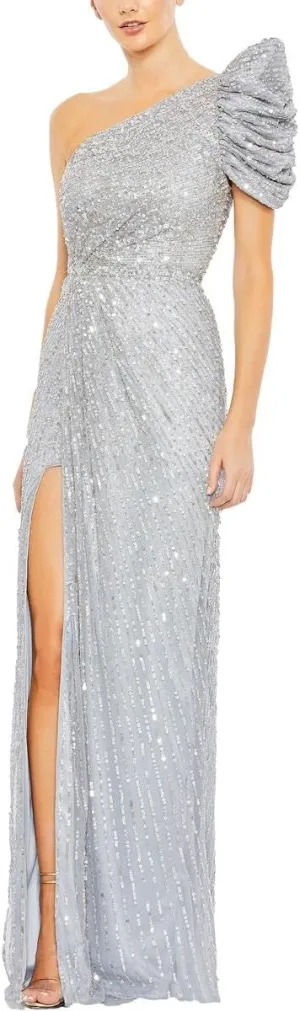Mac Duggal Womens Embellished One Shoulder Evening Dress