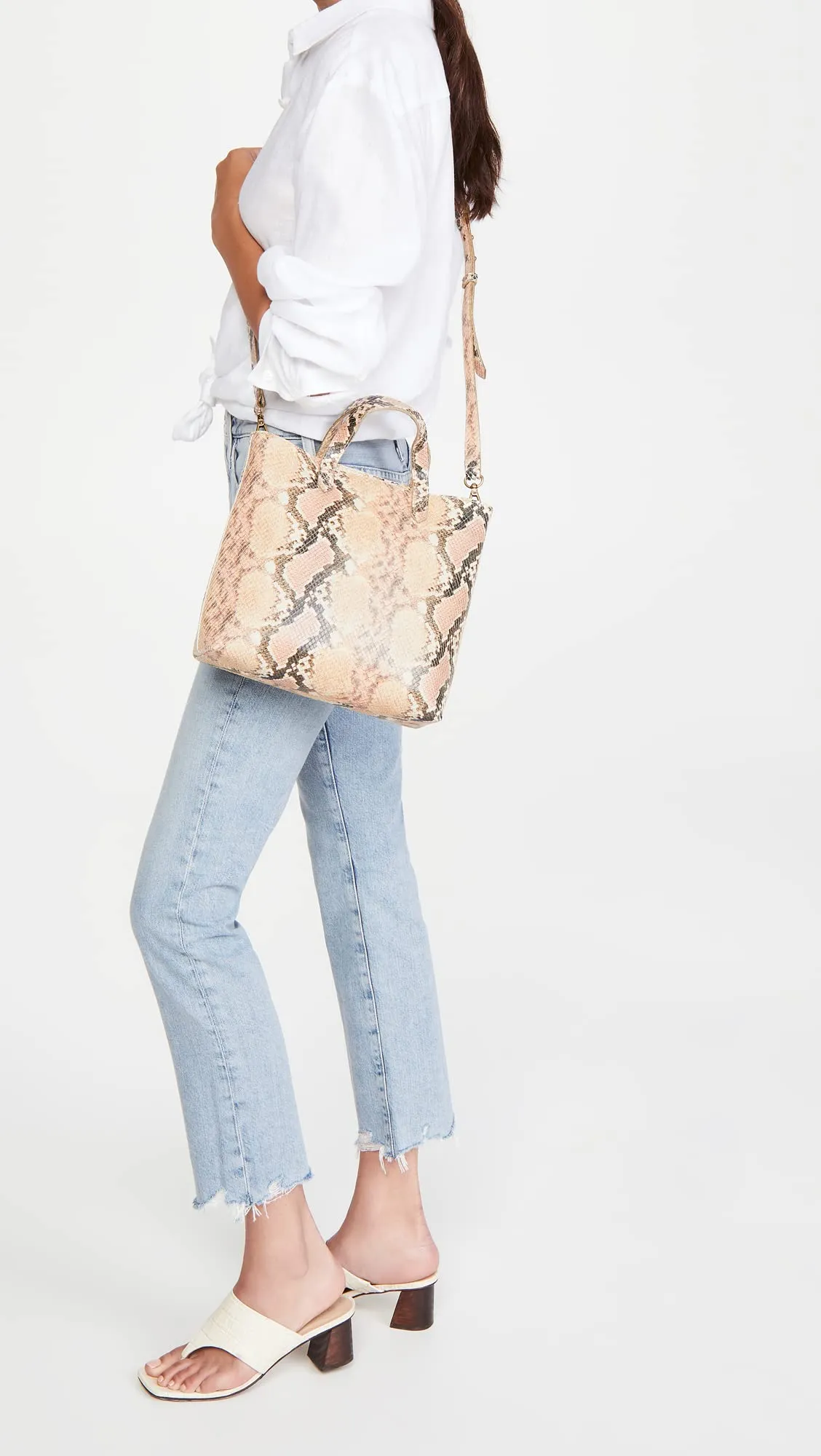 Madewell The Zip Top Small Transport Crossbody: Snake Embossed Edition Blush Multi One Size