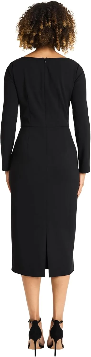 Maggy London Women's One-Shoulder Midi Dress with Curved Neckline