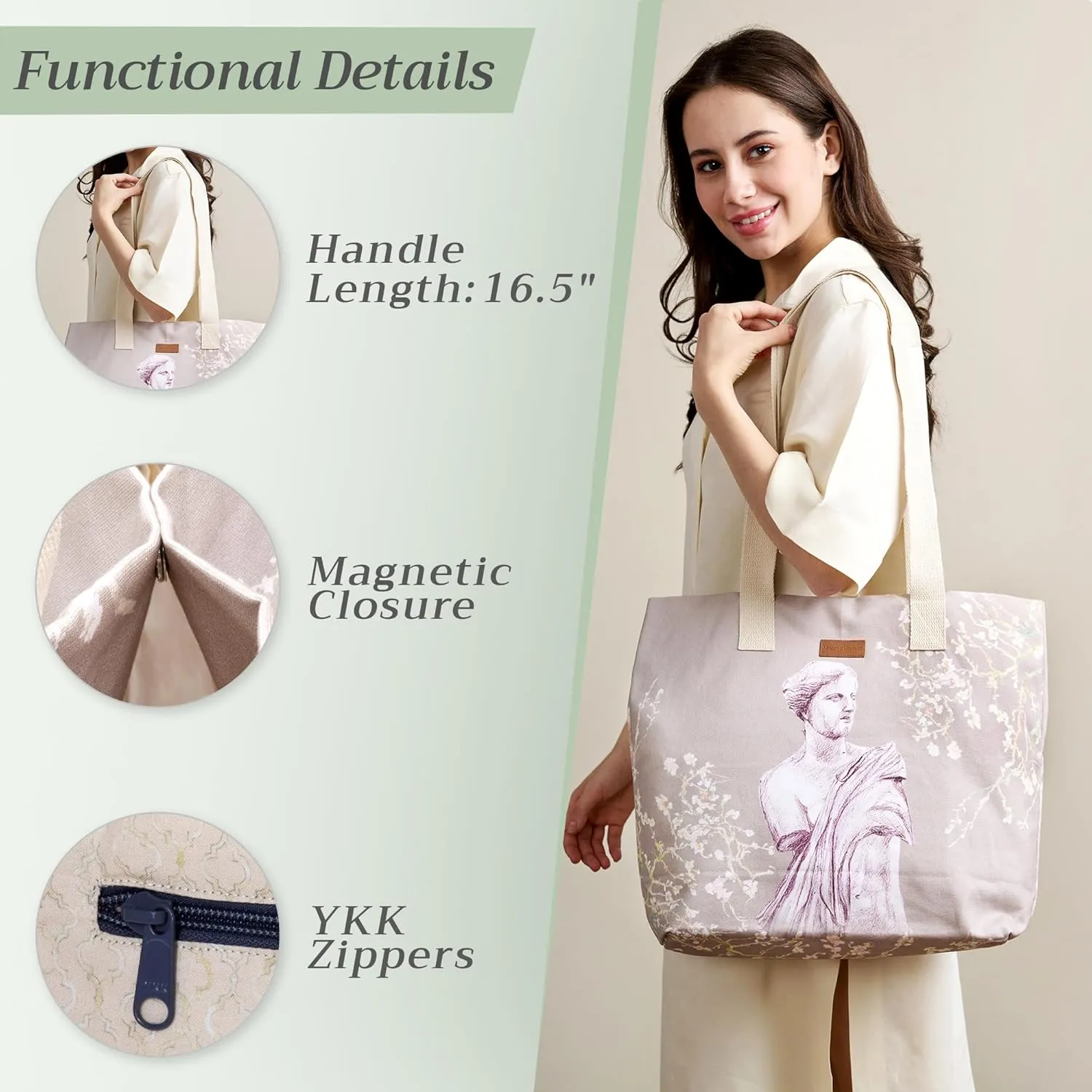 Maison d' Hermine Canvas Tote Bag for Women Cotton Canvas Reusable Shoulder Grocery Bags Bulk with Handle for Shopping Travel