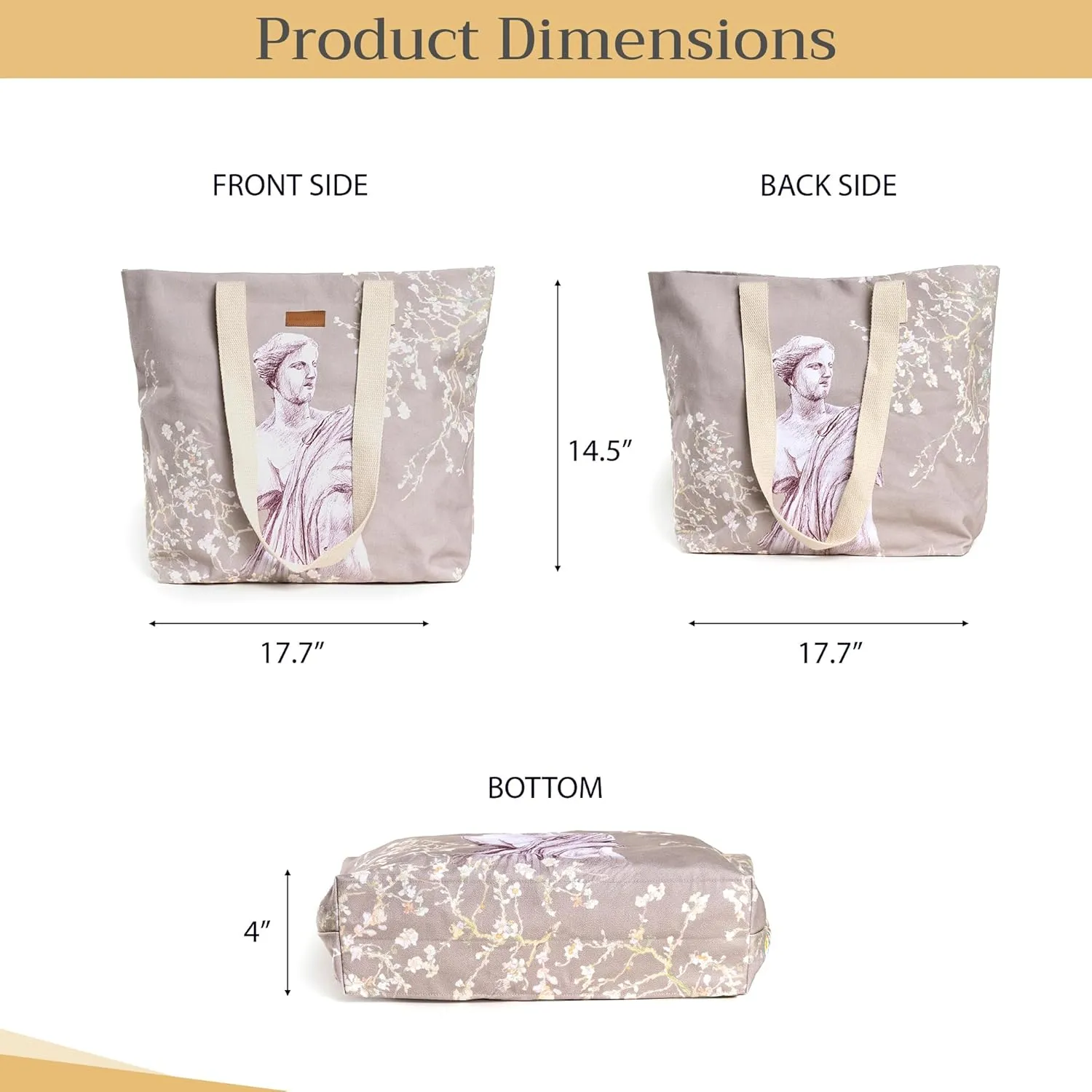Maison d' Hermine Canvas Tote Bag for Women Cotton Canvas Reusable Shoulder Grocery Bags Bulk with Handle for Shopping Travel