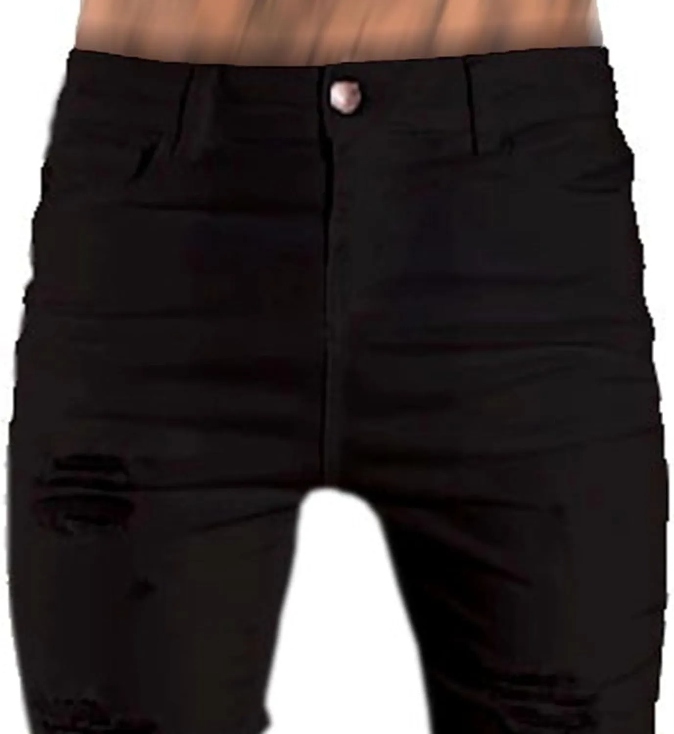 Maiyifu-GJ Men's Distressed Moto Biker Jeans Ripped Punk Gothic Zipper Denim Pants Hip hop Tapered Leg Slim Fit Jean