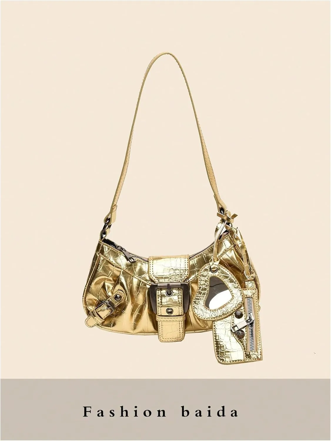 MakeMeChic Women's PU Leather Top Handle Buckle Shoulder Bag PU Leather Retro Vintage Mini Handbags
