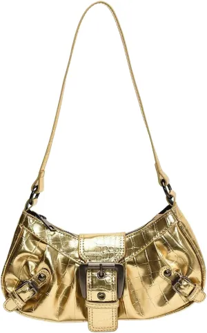 MakeMeChic Women's PU Leather Top Handle Buckle Shoulder Bag PU Leather Retro Vintage Mini Handbags