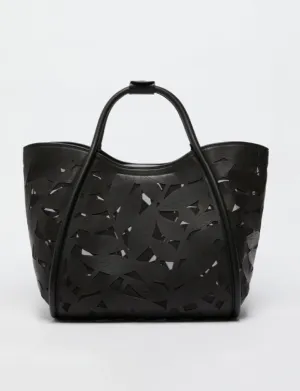 Marine tote bag in carved leather black